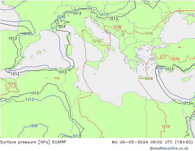 приземное давление ECMWF пн 06.05.2024 06 UTC