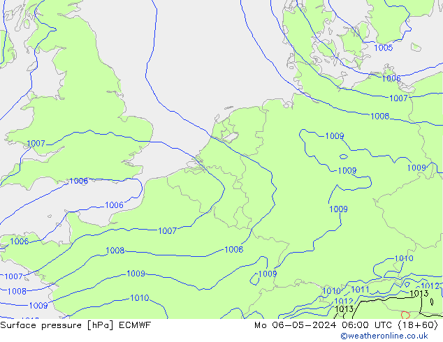 Surface pressure ECMWF Mo 06.05.2024 06 UTC