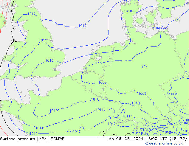 Atmosférický tlak ECMWF Po 06.05.2024 18 UTC