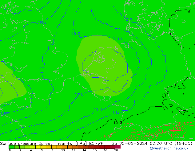 Surface pressure Spread ECMWF Su 05.05.2024 00 UTC