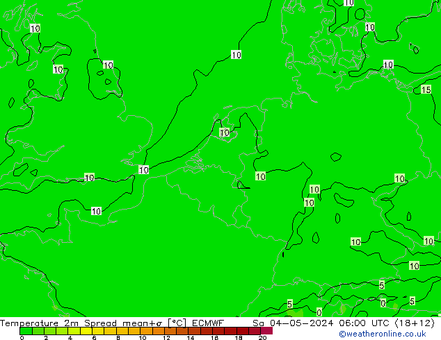 Sıcaklık Haritası 2m Spread ECMWF Cts 04.05.2024 06 UTC