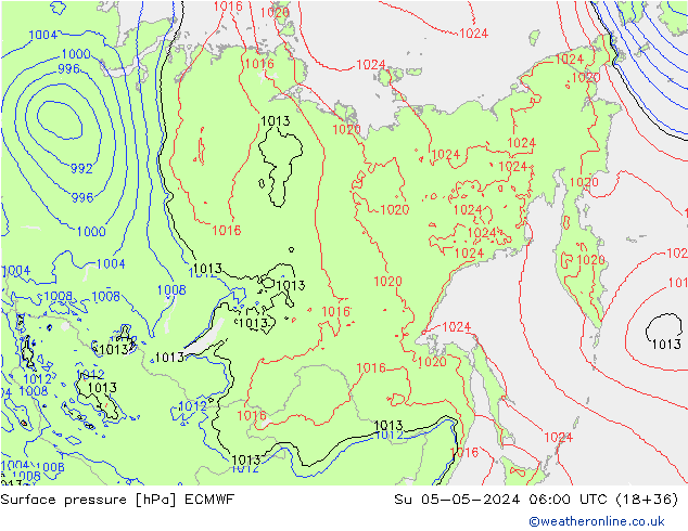 Yer basıncı ECMWF Paz 05.05.2024 06 UTC