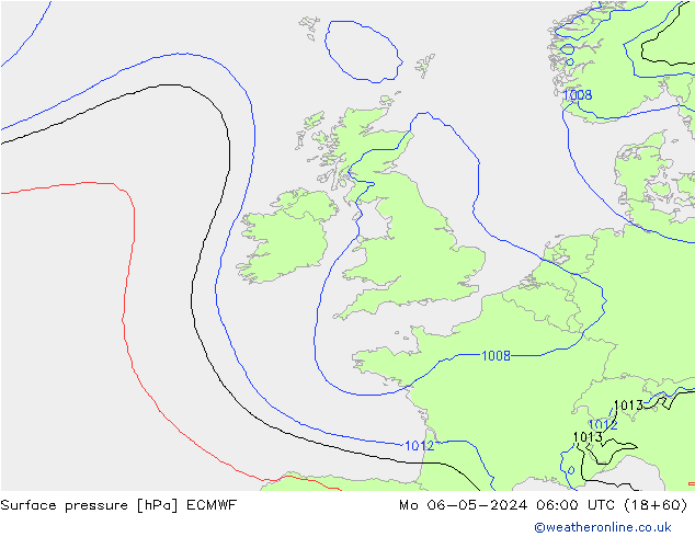 Atmosférický tlak ECMWF Po 06.05.2024 06 UTC