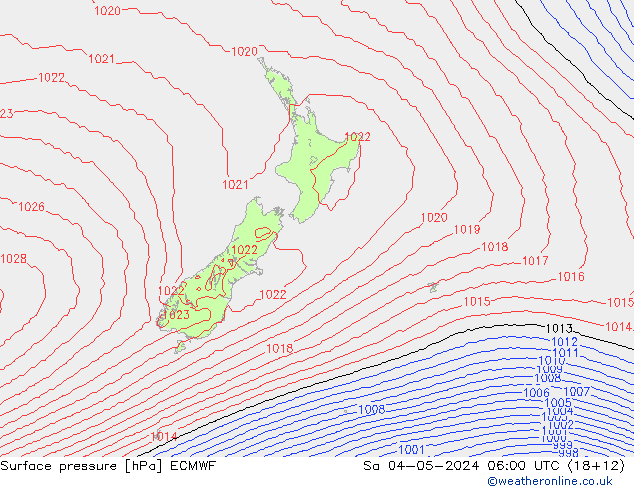 pressão do solo ECMWF Sáb 04.05.2024 06 UTC