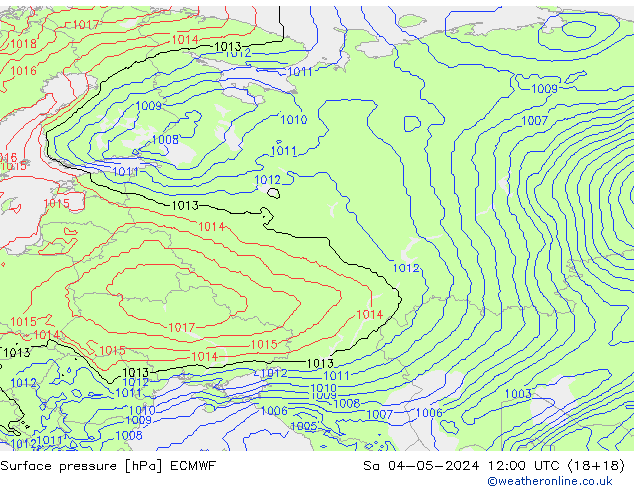Luchtdruk (Grond) ECMWF za 04.05.2024 12 UTC
