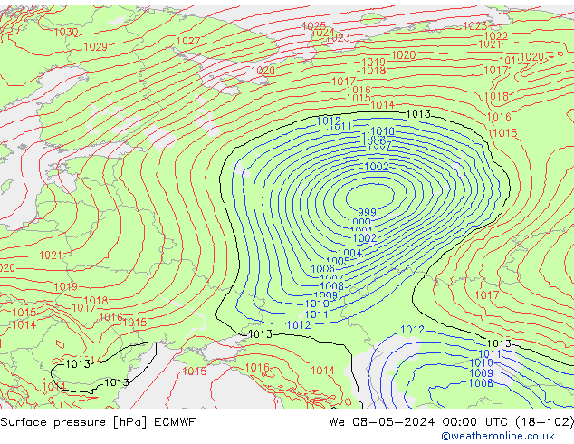 ciśnienie ECMWF śro. 08.05.2024 00 UTC