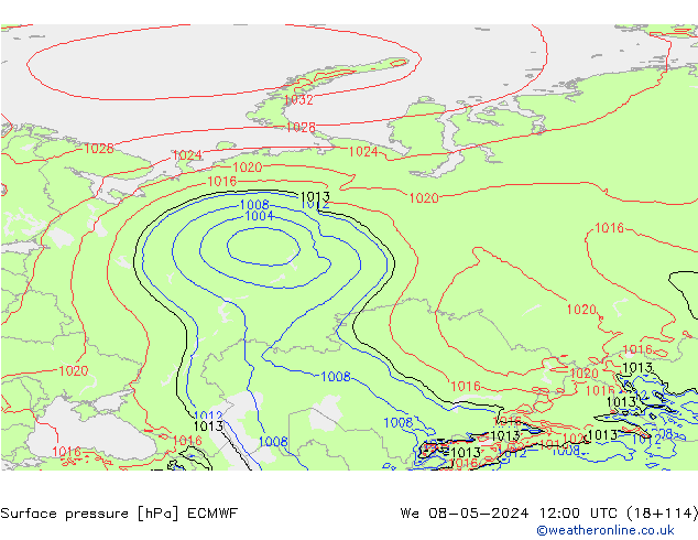 ciśnienie ECMWF śro. 08.05.2024 12 UTC