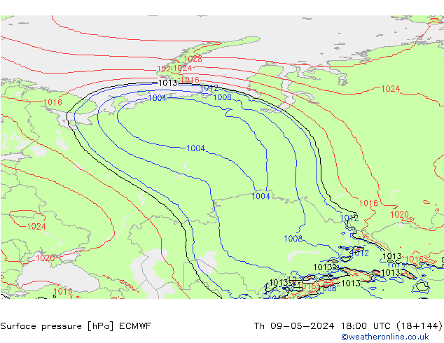 Surface pressure ECMWF Th 09.05.2024 18 UTC