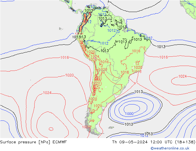 Surface pressure ECMWF Th 09.05.2024 12 UTC