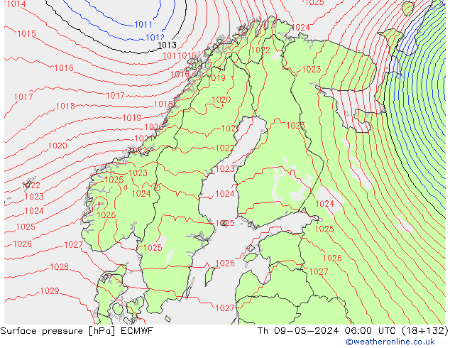 Bodendruck ECMWF Do 09.05.2024 06 UTC