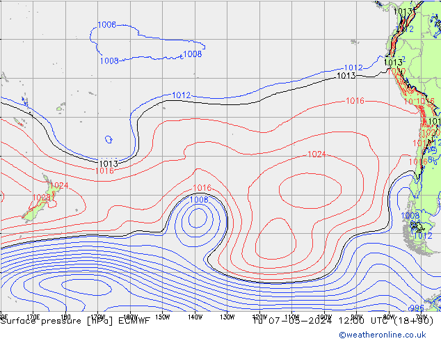 Bodendruck ECMWF Di 07.05.2024 12 UTC