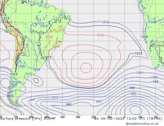 Presión superficial ECMWF lun 06.05.2024 12 UTC