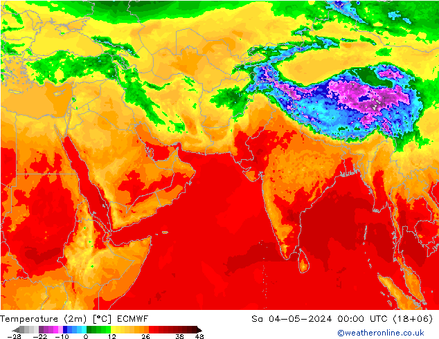 温度图 ECMWF 星期六 04.05.2024 00 UTC