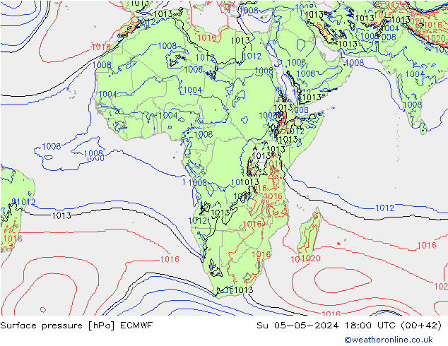 Presión superficial ECMWF dom 05.05.2024 18 UTC