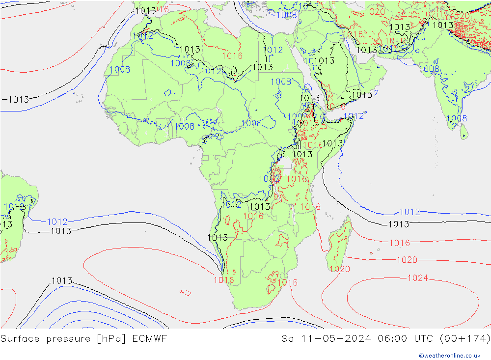 pressão do solo ECMWF Sáb 11.05.2024 06 UTC