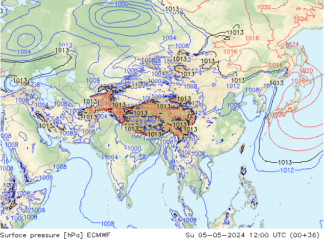 Luchtdruk (Grond) ECMWF zo 05.05.2024 12 UTC