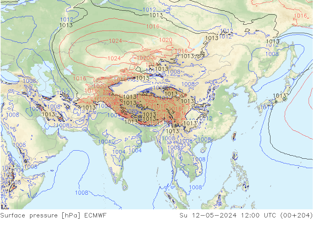 Surface pressure ECMWF Su 12.05.2024 12 UTC