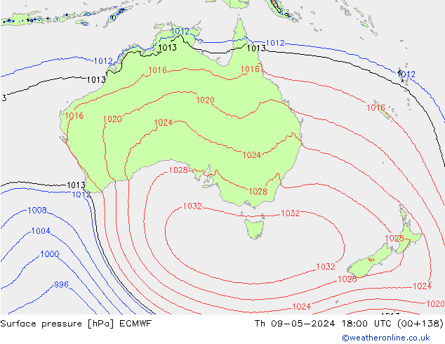 Surface pressure ECMWF Th 09.05.2024 18 UTC