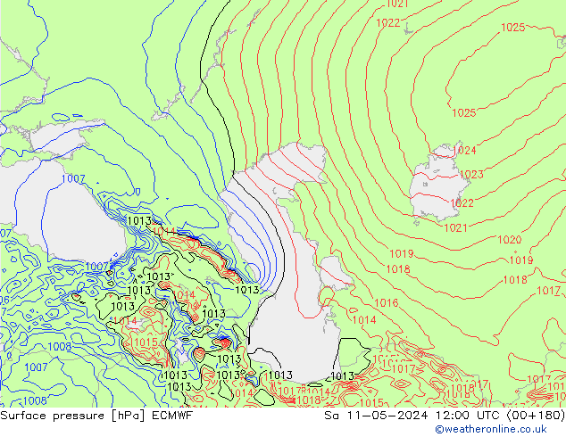 Surface pressure ECMWF Sa 11.05.2024 12 UTC