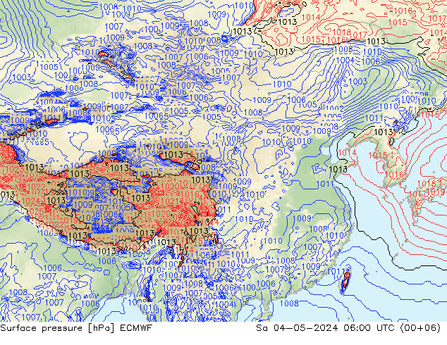 地面气压 ECMWF 星期六 04.05.2024 06 UTC