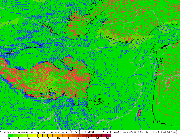 地面气压 Spread ECMWF 星期日 05.05.2024 00 UTC