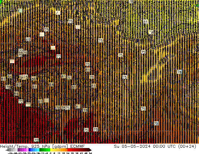 Height/Temp. 925 hPa ECMWF 星期日 05.05.2024 00 UTC