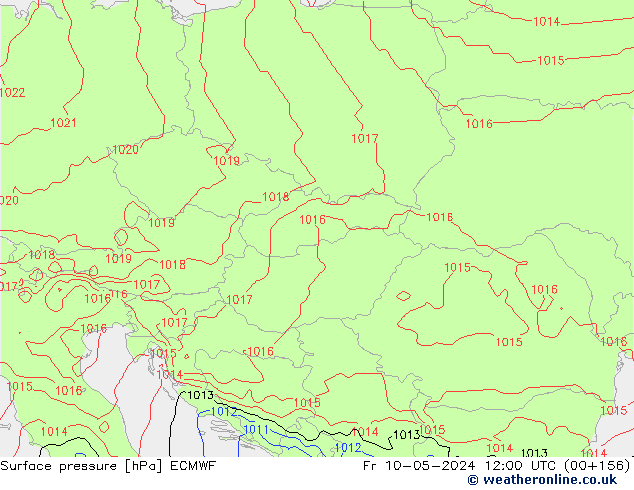 Atmosférický tlak ECMWF Pá 10.05.2024 12 UTC
