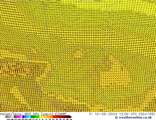 Géop./Temp. 850 hPa ECMWF ven 10.05.2024 12 UTC