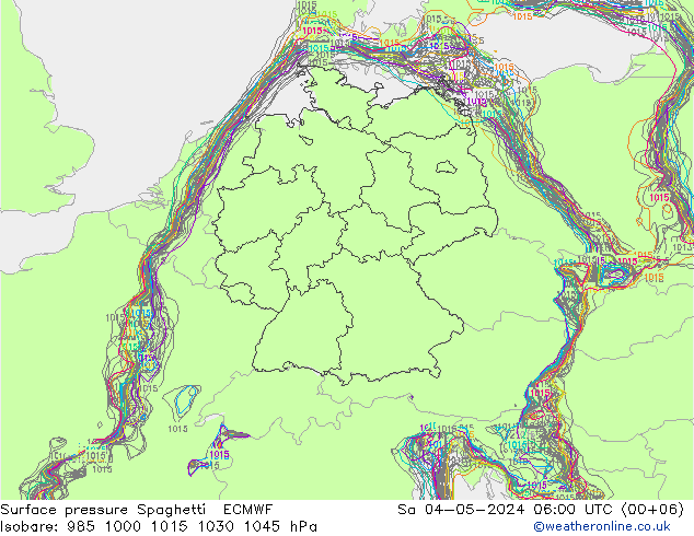Surface pressure Spaghetti ECMWF Sa 04.05.2024 06 UTC