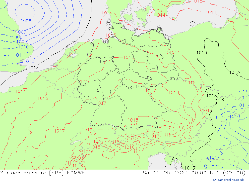 地面气压 ECMWF 星期六 04.05.2024 00 UTC
