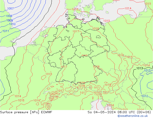 地面气压 ECMWF 星期六 04.05.2024 06 UTC