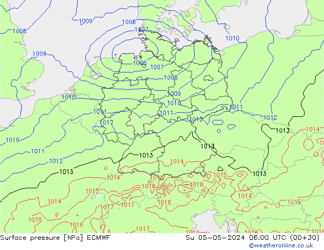 Surface pressure ECMWF Su 05.05.2024 06 UTC