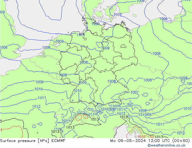 Presión superficial ECMWF lun 06.05.2024 12 UTC