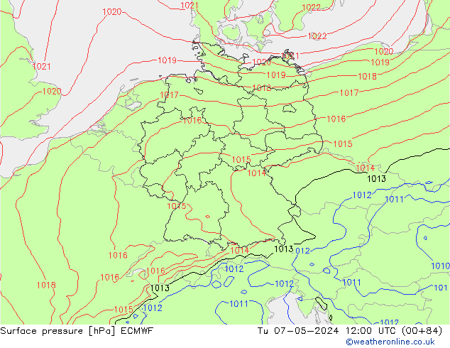 Pressione al suolo ECMWF mar 07.05.2024 12 UTC