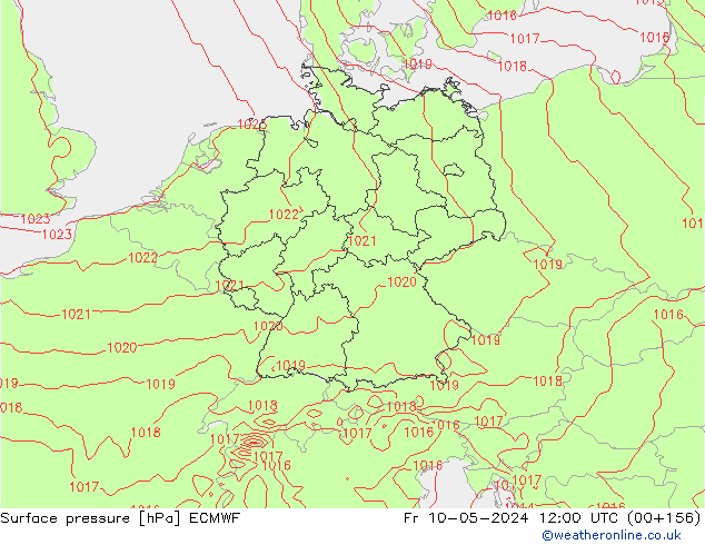 Luchtdruk (Grond) ECMWF vr 10.05.2024 12 UTC