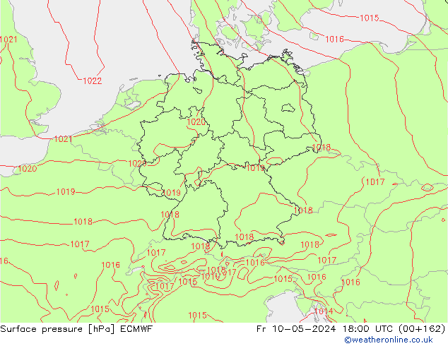 pression de l'air ECMWF ven 10.05.2024 18 UTC