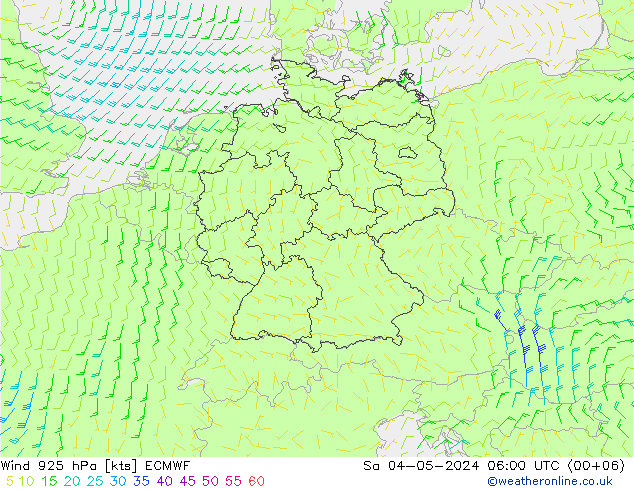 风 925 hPa ECMWF 星期六 04.05.2024 06 UTC