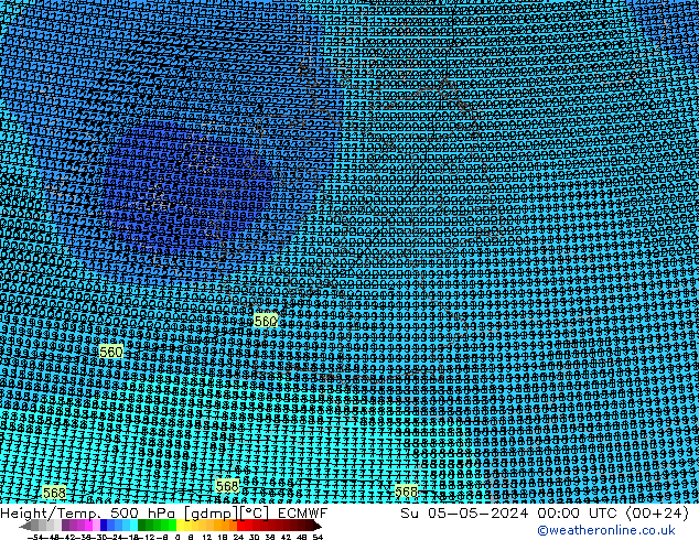 Géop./Temp. 500 hPa ECMWF dim 05.05.2024 00 UTC