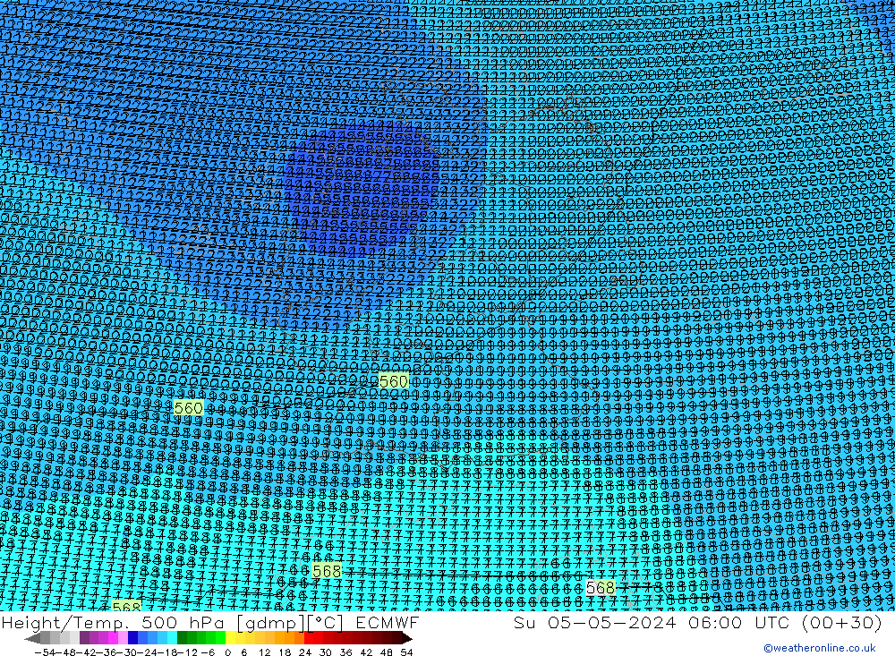 Height/Temp. 500 hPa ECMWF Su 05.05.2024 06 UTC