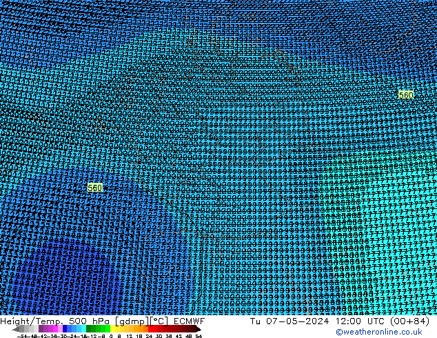 Height/Temp. 500 hPa ECMWF mar 07.05.2024 12 UTC