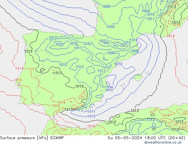 pression de l'air ECMWF dim 05.05.2024 18 UTC