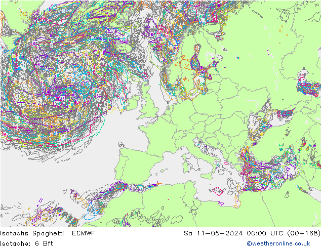 Isotachs Spaghetti ECMWF сб 11.05.2024 00 UTC