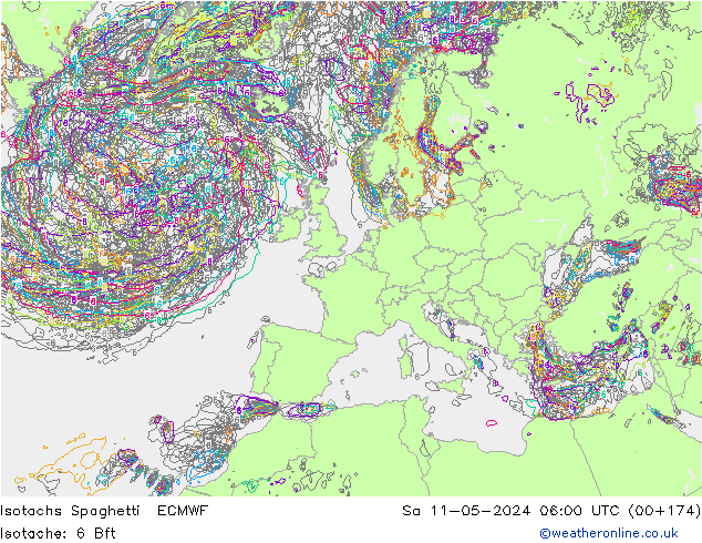 Isotachs Spaghetti ECMWF Sa 11.05.2024 06 UTC