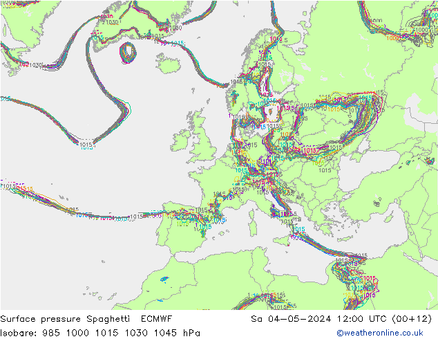 Bodendruck Spaghetti ECMWF Sa 04.05.2024 12 UTC