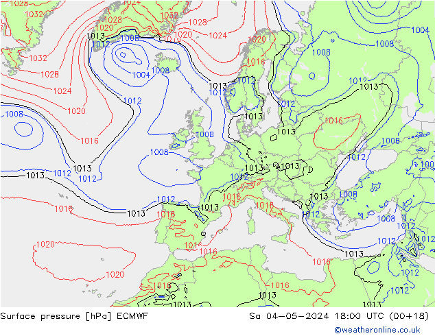 Bodendruck ECMWF Sa 04.05.2024 18 UTC