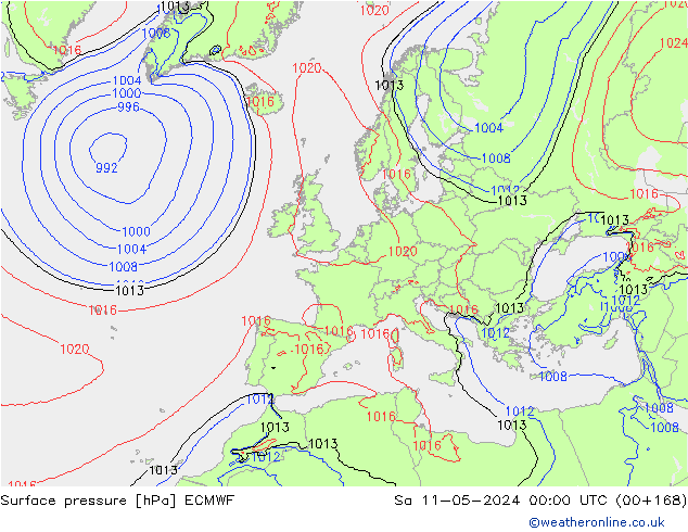 Surface pressure ECMWF Sa 11.05.2024 00 UTC