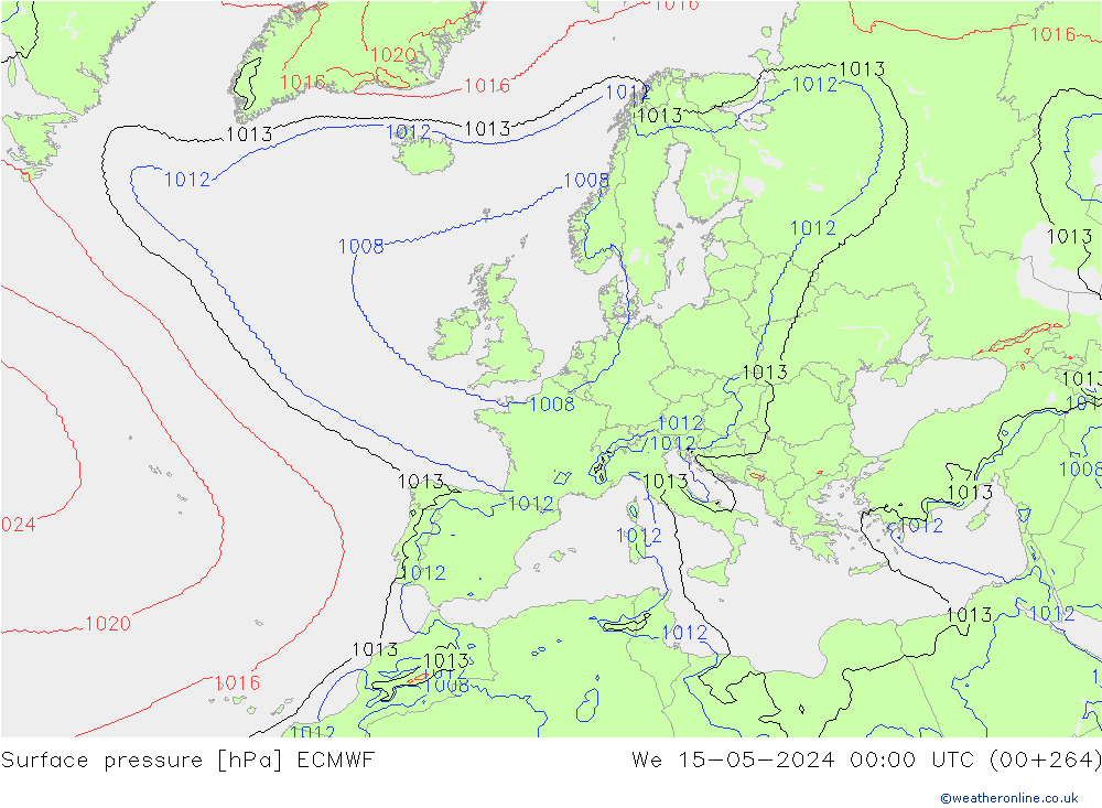 Bodendruck ECMWF Mi 15.05.2024 00 UTC