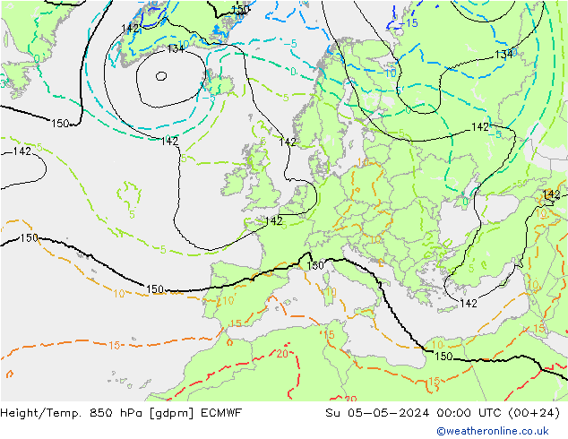 Height/Temp. 850 hPa ECMWF Dom 05.05.2024 00 UTC