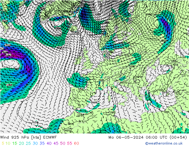 Wind 925 hPa ECMWF Mo 06.05.2024 06 UTC