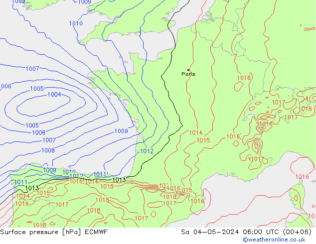 Surface pressure ECMWF Sa 04.05.2024 06 UTC